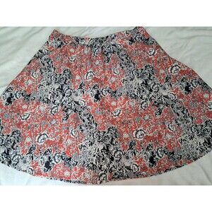 Asos Curve A-line Pull On Midi Skirt Black Red Floral Stretch Size 24 US